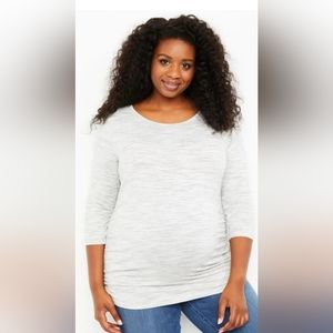 Motherhood Maternity 3/4" Sleeve Ruched Maternity Tshirt Blouse NWT SZ 1X